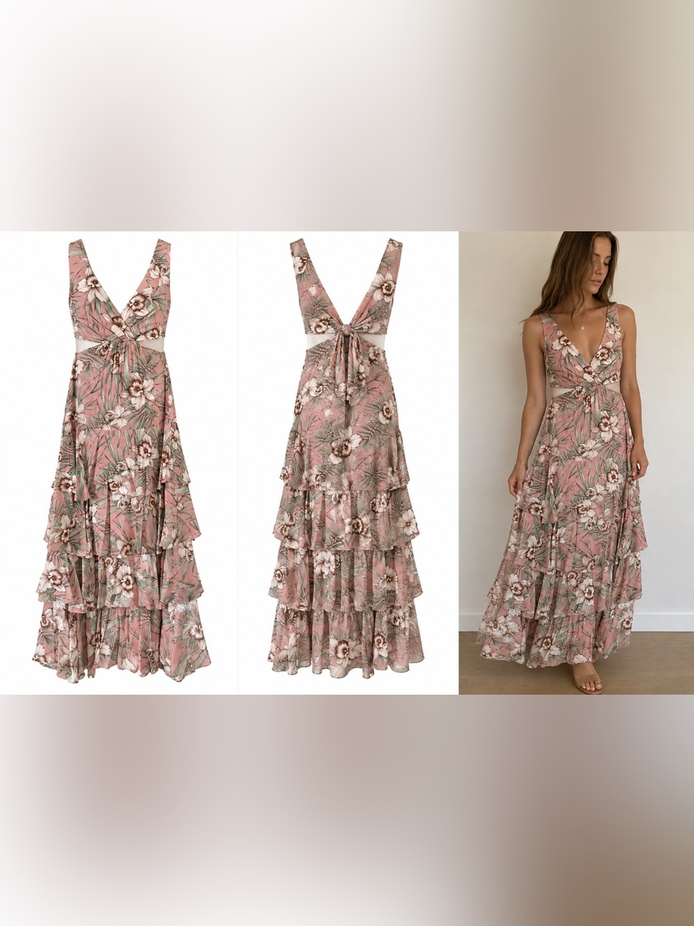 Floral cutout wedding guest dress